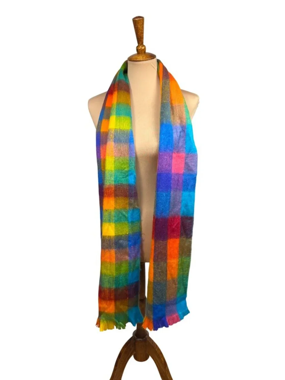 Pokoloko Rainbow Alpaca Blend Scarf Fringed Made in Ecuador Soft Lightweight 13